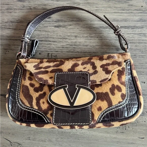 Vintage Valentino Leopard Print Pony Hair Shoulder Bag - Picture 3 of 14